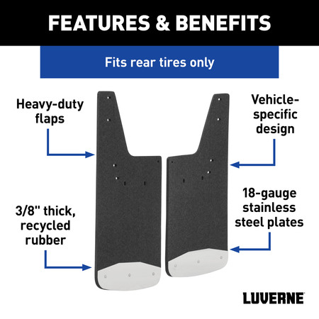 Luverne Rear 12" x 20" Textured Rubber Mud Guards, Select Ford Ranger 2 Flaps 251726